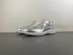 Prada America, silver-grey, white knee-length leather