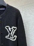 LOUIS VUITTON Jacquard Logo Knit Wool Cardigan