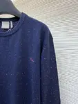 Dior monogrammed color-blocked embroidered wool knit sweater