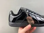 Maison Margiela Replica All-Black Glossy Leather Low-Top Sneakers (Style No. S58WS0109)
