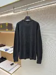 Dior monogrammed color-blocked embroidered wool knit sweater