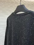 Dior monogrammed color-blocked embroidered wool knit sweater