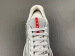 Prada America, silver-grey, white knee-length leather
