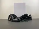 Maison Margiela Replica All-Black Glossy Leather Low-Top Sneakers (Style No. S58WS0109)
