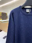 Dior monogrammed color-blocked embroidered wool knit sweater