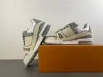 Louis Vuitton LV trainer, beige-grey, reflective LV collaboration.