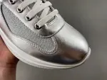 Prada America, silver-grey, white knee-length leather