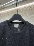 Dior monogrammed color-blocked embroidered wool knit sweater