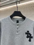 Chrome Hearts Patchwork Henley Collar Waffle Sweatshirt