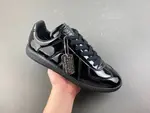 Maison Margiela Replica All-Black Glossy Leather Low-Top Sneakers (Style No. S58WS0109)