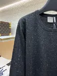 Dior monogrammed color-blocked embroidered wool knit sweater