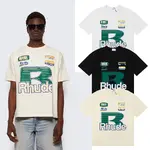 Rhude  High-Quality Double-Yarn Pure Cotton Casual Short-Sleeve T-Shirt (Unisex) — Featuring Graphic-Print Graffiti Logo