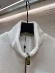 LOUIS VUITTON Stand Collar Jacquard Logo Fleece Jacket
