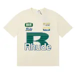 Rhude  High-Quality Double-Yarn Pure Cotton Casual Short-Sleeve T-Shirt (Unisex) — Featuring Graphic-Print Graffiti Logo