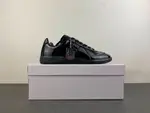Maison Margiela Replica All-Black Glossy Leather Low-Top Sneakers (Style No. S58WS0109)