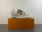 Louis Vuitton LV trainer, beige-grey, reflective LV collaboration.