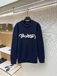 LOUIS VUITTON Letter Embroidered Wool Knit Pullover Sweater