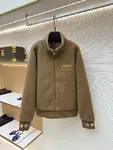 LOUIS VUITTON Stand Collar Jacquard Logo Fleece Jacket