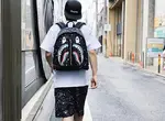 BAPE streetwear brand shark head glow-in-the-dark shorts with side paneling