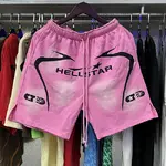 Hellstar  Shorts, Cement Print Distressed Loose Casual Shorts for Men and Women