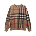 Burberry check wool blend crew neck knit sweater