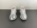 Prada America, silver-grey, white knee-length leather