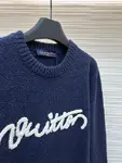 LOUIS VUITTON Letter Embroidered Wool Knit Pullover Sweater