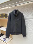 LOUIS VUITTON Stand Collar Jacquard Logo Fleece Jacket