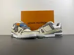 Louis Vuitton LV trainer, beige-grey, reflective LV collaboration.