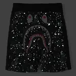 BAPE streetwear brand shark head glow-in-the-dark shorts with side paneling