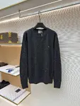 Dior monogrammed color-blocked embroidered wool knit sweater