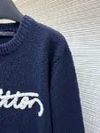 LOUIS VUITTON Letter Embroidered Wool Knit Pullover Sweater
