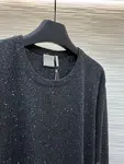 Dior monogrammed color-blocked embroidered wool knit sweater