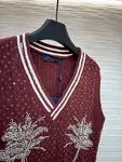 LOUIS VUITTON Letter Embroidery Floral Beaded Sequin Jacquard Knit Vest