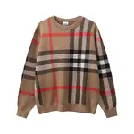 Burberry check wool blend crew neck knit sweater