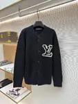 LOUIS VUITTON Jacquard Logo Knit Wool Cardigan