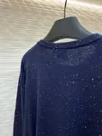 Dior monogrammed color-blocked embroidered wool knit sweater