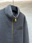 LOUIS VUITTON Stand Collar Jacquard Logo Fleece Jacket