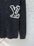 LOUIS VUITTON Jacquard Logo Knit Wool Cardigan
