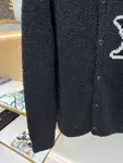 LOUIS VUITTON Jacquard Logo Knit Wool Cardigan