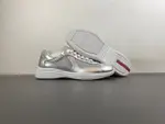 Prada America, silver-grey, white knee-length leather