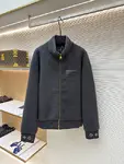 LOUIS VUITTON Stand Collar Jacquard Logo Fleece Jacket