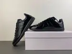 Maison Margiela Replica All-Black Glossy Leather Low-Top Sneakers (Style No. S58WS0109)