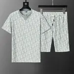 DI*OR  Spring/Summer New Two-Tone Jacquard Crew Neck Short Suit