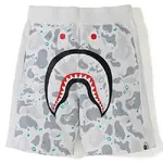 BAPE streetwear brand shark head glow-in-the-dark shorts with side paneling