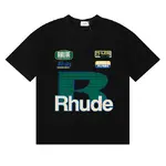 Rhude  High-Quality Double-Yarn Pure Cotton Casual Short-Sleeve T-Shirt (Unisex) — Featuring Graphic-Print Graffiti Logo