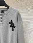 Chrome Hearts Patchwork Henley Collar Waffle Sweatshirt