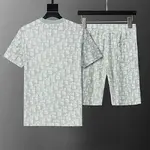 DI*OR  Spring/Summer New Two-Tone Jacquard Crew Neck Short Suit