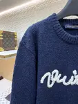 LOUIS VUITTON Letter Embroidered Wool Knit Pullover Sweater