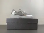 Prada America, silver-grey, white knee-length leather